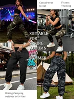 Women’s Lightweight Quick-Dry Camo Cargo Pants - Tapered Leg Elastic Drawstring Waistband Breathable Tactical Pants - Image 5