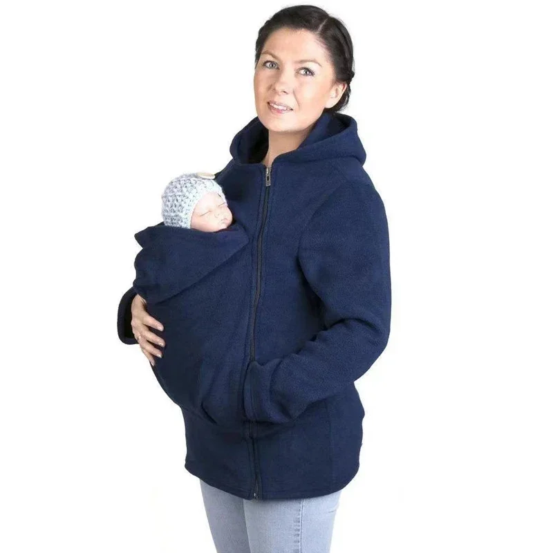 2-in-1 Multifunctional Kangaroo Mother's Hoodie Postpartum Outdoor Breastfeeding Coats Solid Classic Soft Cozy Parenting Jackets