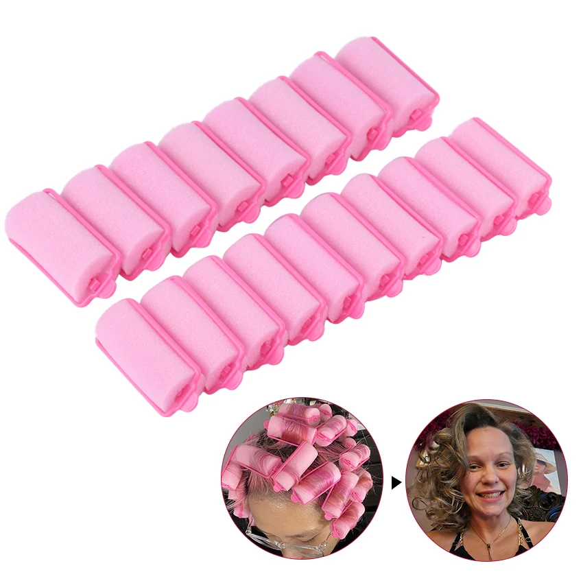 8-12PCS Framed Sponge Foam Curlers Elastic Soft Sleep Non Damaging Hair Rollers Pink DIY Home Hair Styling Tools