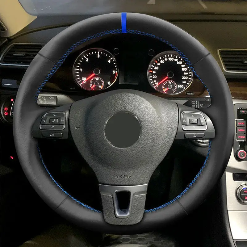 Auto innen Lenkrad abdeckung Mikro faser Leder verkleidung für VW Golf plus Jetta Passat Tiguan Touran Sharan Amarok Caddy Eos