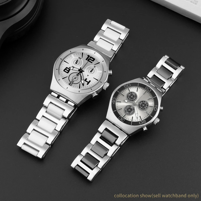 For Swatch Ceramic+ Stainless steel Strap YVS434G YCS485GC