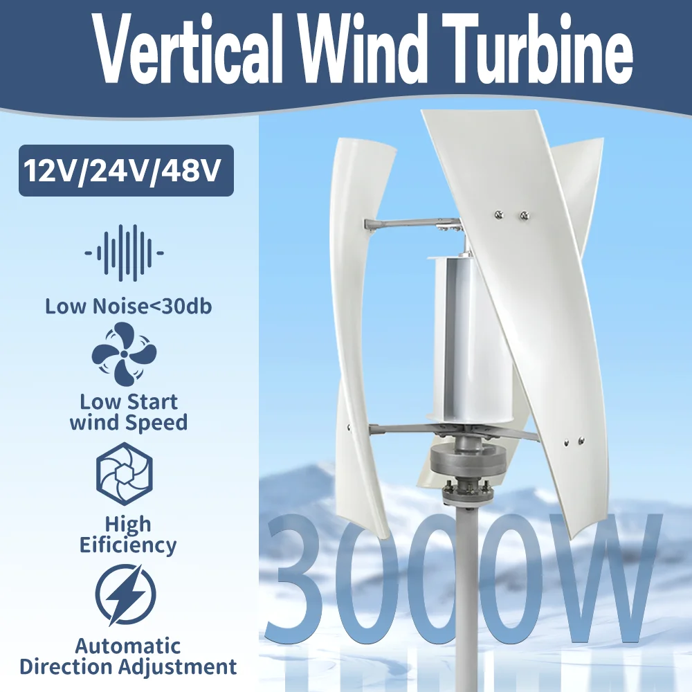 Kit générateur d'éolienne verticale 800 W 12 V 24 V 48 V Helix avec contrôleur MPPT hybride et onduleur hors réseau pour appareils ménagers 110 V 220 V (12 V avec inverseur