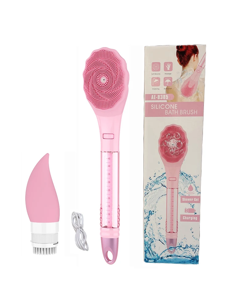 Waterproof Electric Spa Bathroom Items Back Shower Brush Silicone Body Scrub For Bath