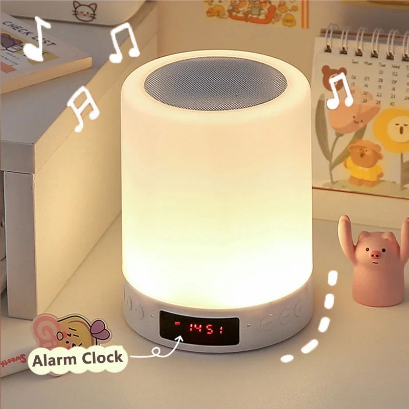 LED Charging Alarm Clock Audio Night Light RGB Smart Bluetooth Table Lamp Bedroom Bedside Decoration Music Dask | Освещение