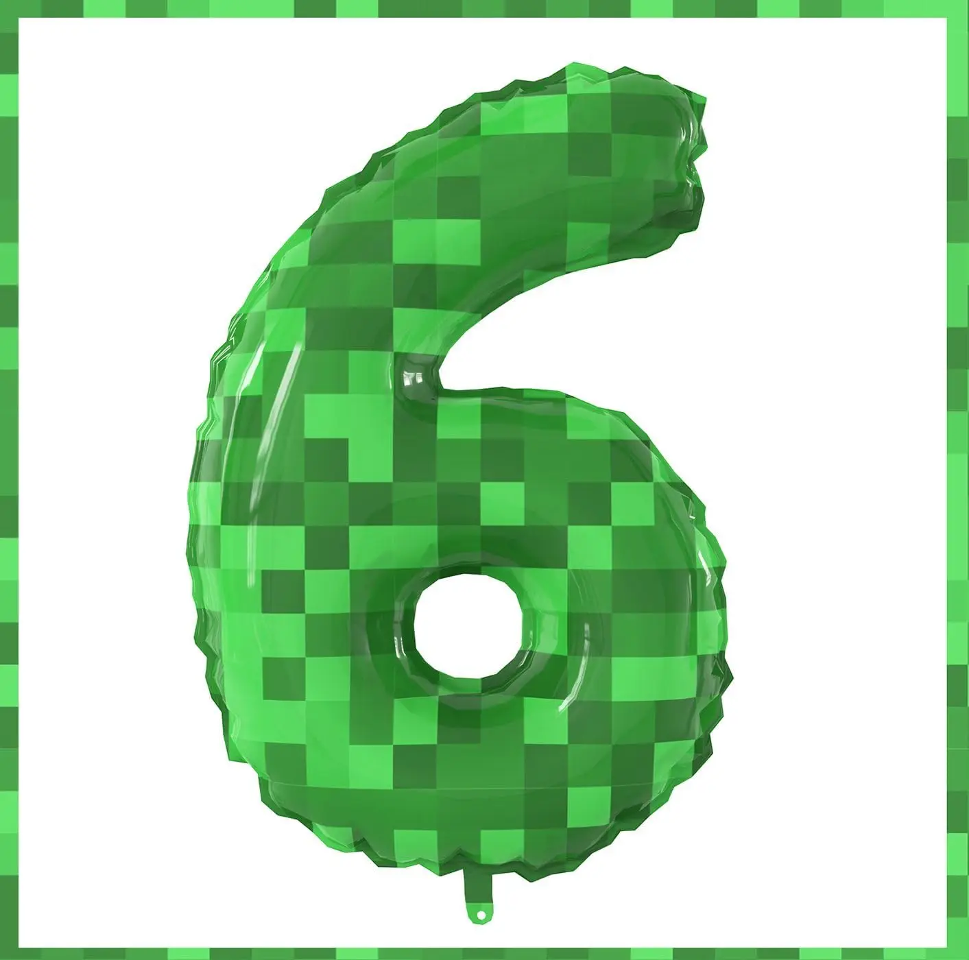 Giant 40-Inch Green Pixel Foil Number Balloons - Birthday Party Decoration