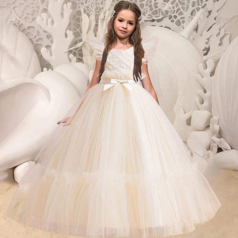 Abito Da Principessa Per Ragazze Con Fiori E Paillettes, Tutù Tulle Arcobaleno, Rosa Baby, Taglia 8-9 Anni