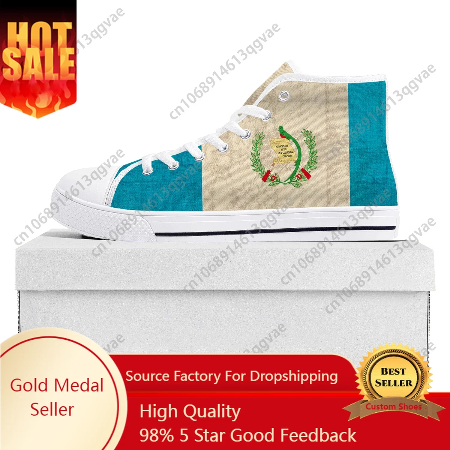 Guatemalan Flag High Top High Quality Sneakers Mens Womens Teenager Canvas Sneaker Guatemala Casual Couple Shoes Custom Shoe