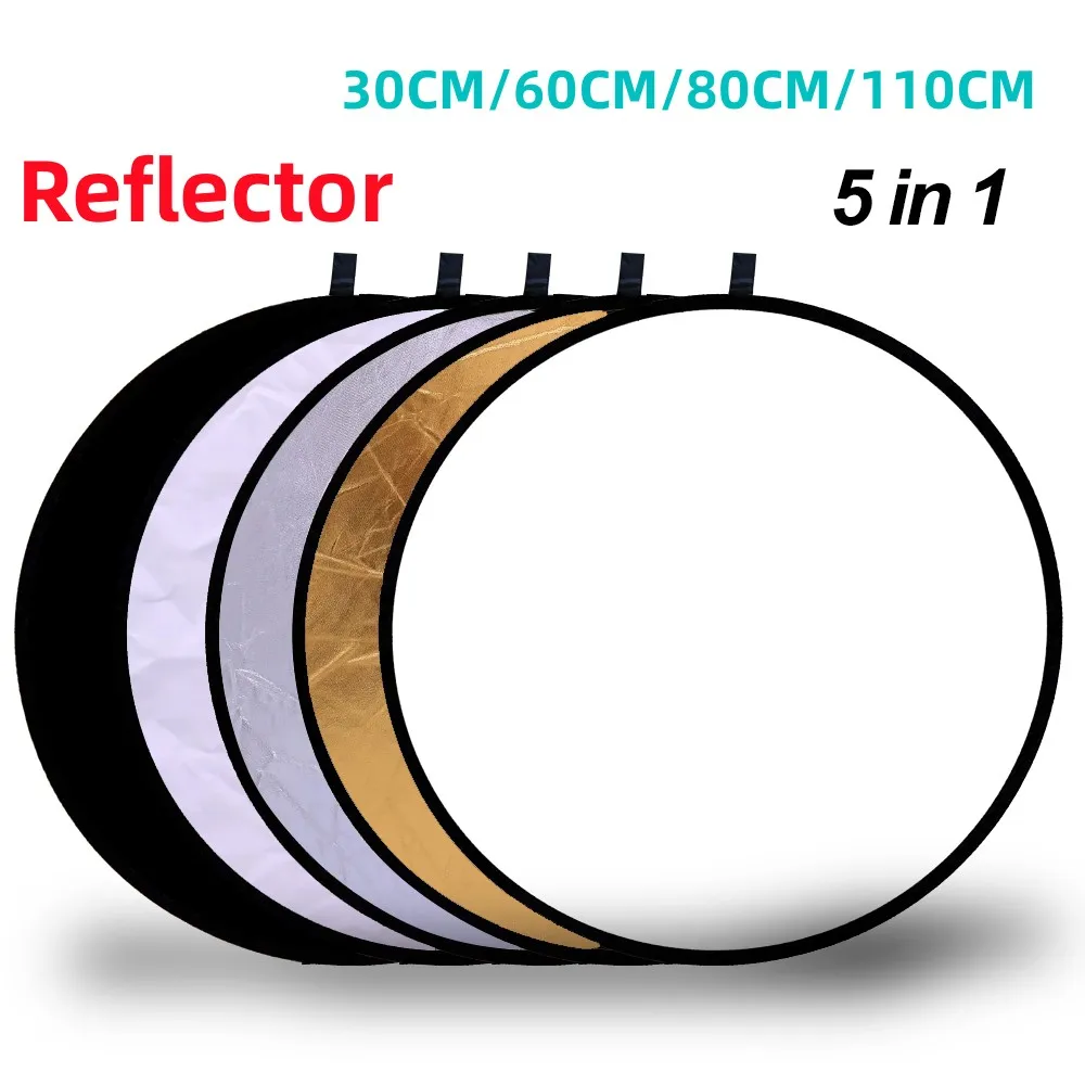 RF01 24" Reflector 2in1 30CM 60CM 80CM 110CM Silver White Gold Portable Collapsible Soft Light Round Photography for Studio 5in1 photography reflector