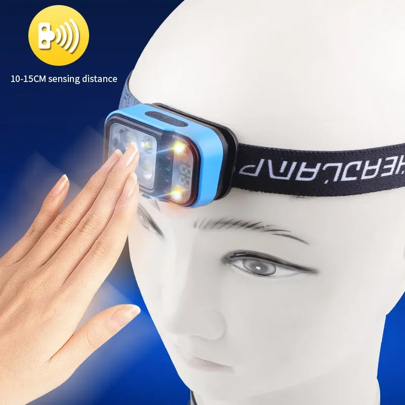 멀티 광원 헤드램프, 적색 조명, 휴대용 LED 헤드 램프, 충전식 헤드라이트, 배터리 디스플레이, 방수 램프, 1-3 개