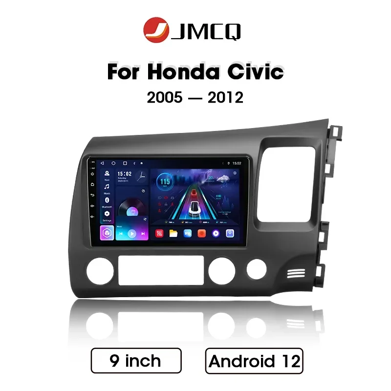 

JMCQ 9" Car Radio For Honda Civic 2005 2006 2007 2008 2009 2010 2011 2012 Android12 Multimidia Video Player Navigation Head Unit