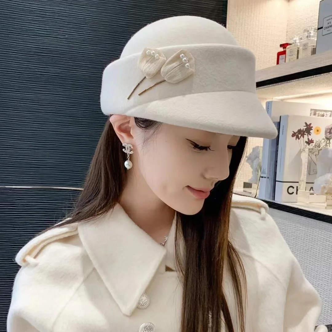 قبعات صغيرة للنساء ، صوف ، قبعات أنيقة ، مراسم زفاف ، قبعة كنيسة ، فيدوراس للسيدات ، شتاء ، أنيق ، زهرة