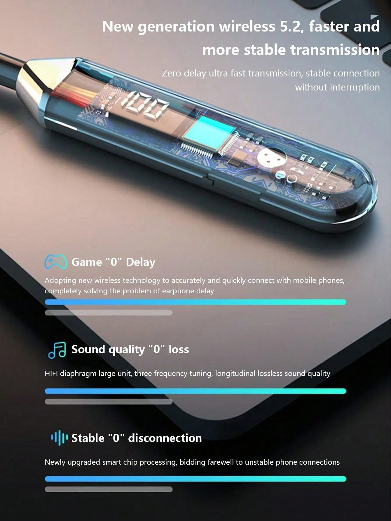 Smart digital display Bluetooth headset, rechargeable, long life, gaming/running neck wireless headset 6