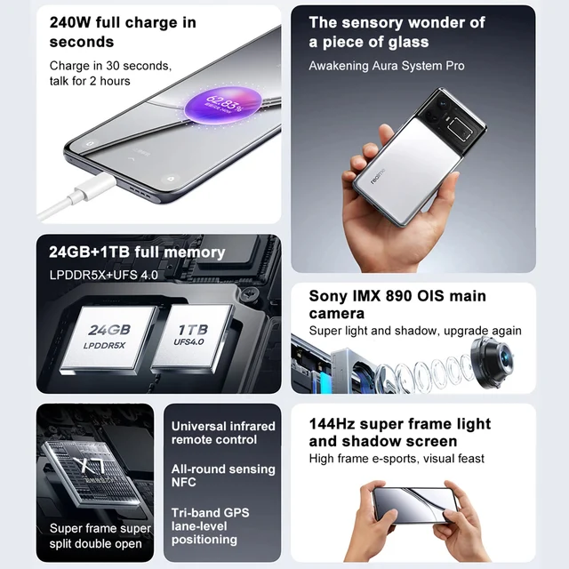 realme GT 5 Snapdragon 8 Gen 2 Octa Core 5G NFC Cellphone 144Hz Supports Bluetooth 5.3  50MP 150W Charger Smartphones 2