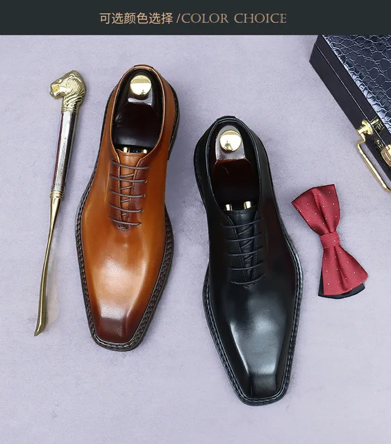 New Men's Handmade Genuine Leather Shoes Oxford Laser Carved