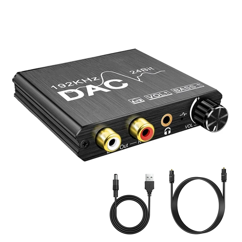 

Цифро-аналоговый аудиопреобразователь 192 кГц оптический/коаксиальный в аналоговый стерео L/R и 3,5 мм усилитель с управлением наушниками и басами