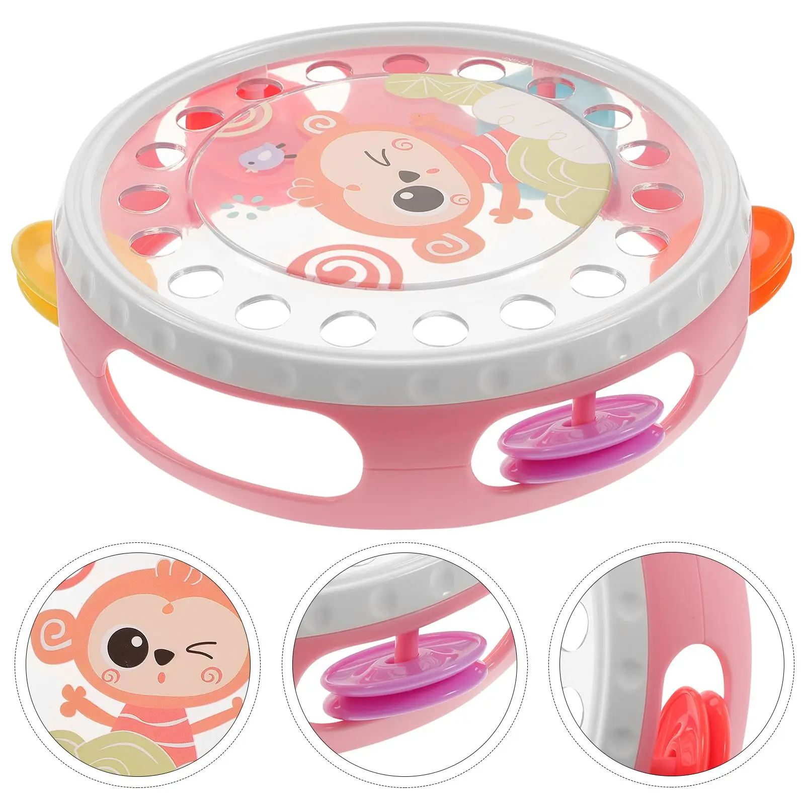 Tambourine for Kids Children Handheld Musical Instruments Light Party Adults Percussion Toys Delicate Hand Bells Cartoon Rhythm