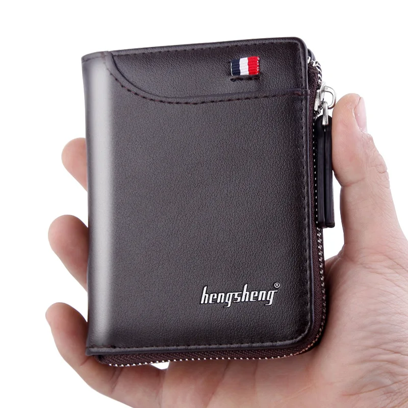 

PU Leather Men's Wallet Zipper Card Holder Short Wallet Coin Purse Business Men's Wallet Cash Change Storage