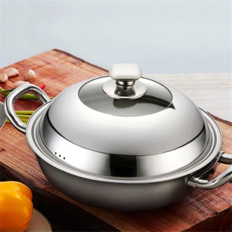 Cooking Wok Pan Lid Stainless Steel Universal Pan Cover Visible Replaced Lid  Frying Wok Pot good