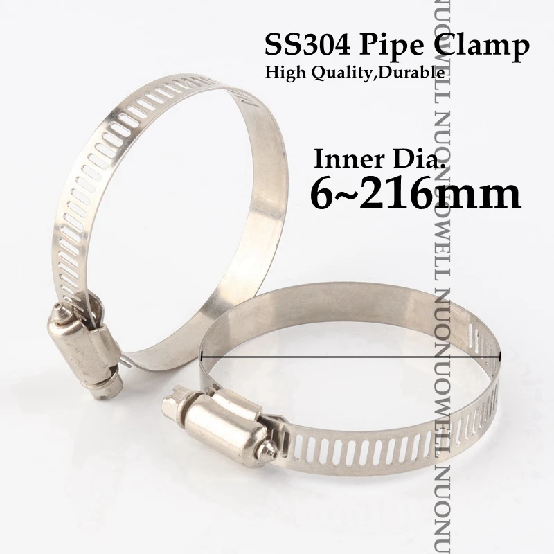 Description Picture 2 of item2pcs/lot Stainless Steel 304 Worm Drive Hose Clamps Fuel Pipe Tube Clips Irrigation Pipe Hoop Fixed Water Pipe Hose Fastener