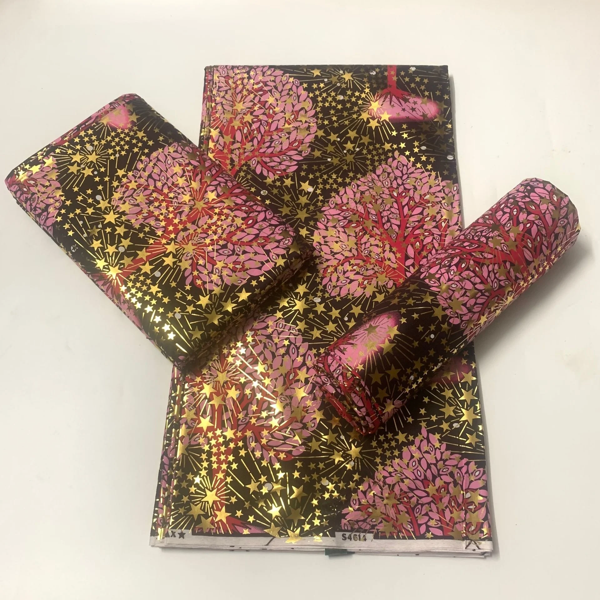 New African Grand Ankara Wax Fabric Pagne Loincloth Prints Batik Glitter Golden Soft Cotton Material Stuff For Sew Uniform Dress