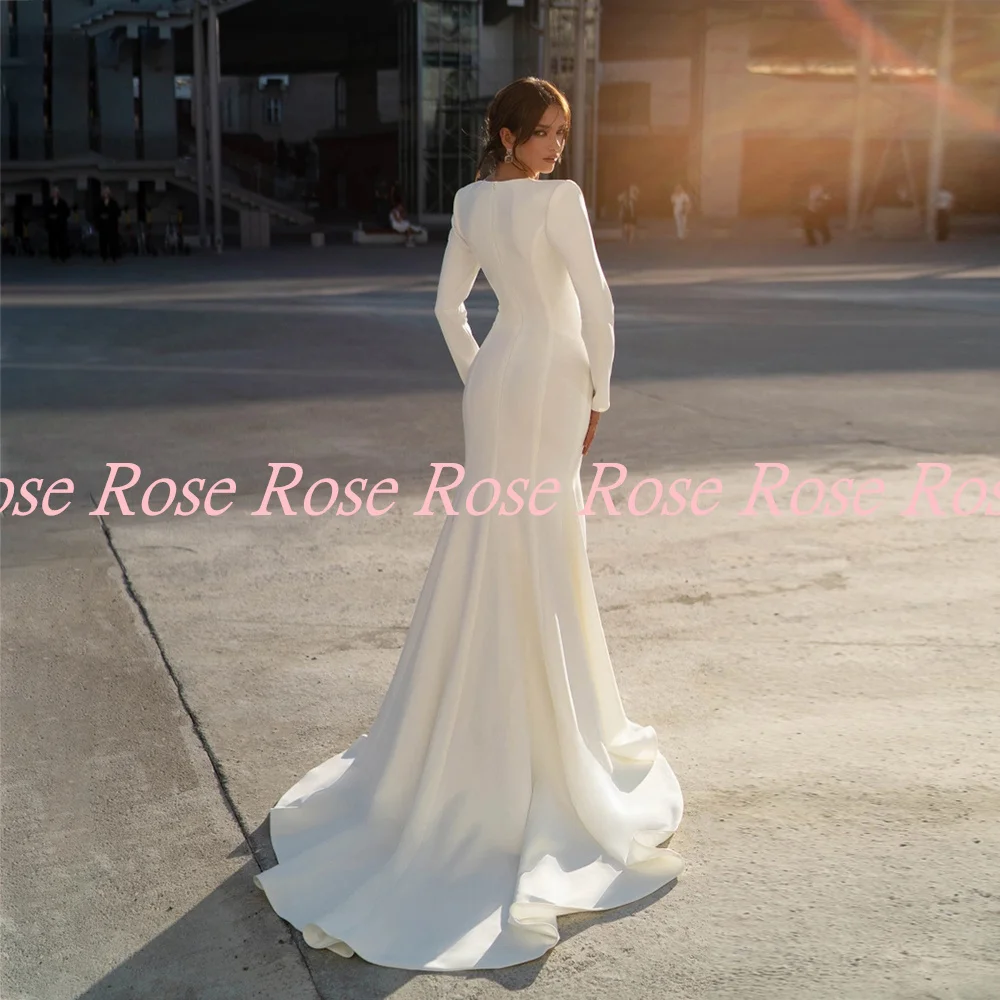 Furtanseo 2023 New Bridal Gowns Robes De Mariée Long Sleeves Modern Wedding  Zipper Back  Mermaid  Dresses 5