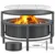 52-inch Large Outdoor Wood-Burning Fire Pit Stove with Rotating Table and BBQ Grill for Backyard Camping Cold-Finished Steel Ro 1