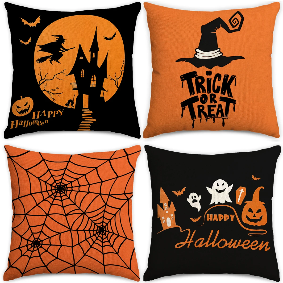 2 Fundas De Almohada De Halloween De 18 X 18 Pulgadas, Fundas De