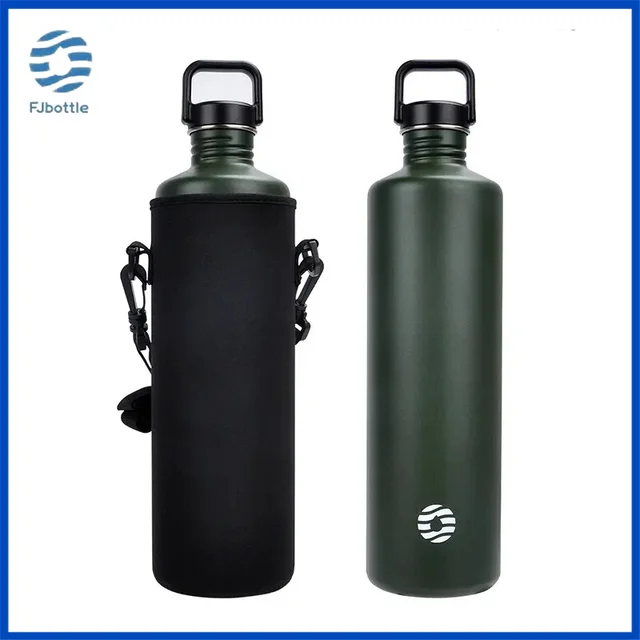 Fjbottle 2L Portable Water Bottle Stainless Steel Cycling Sports Water Bottle Leakproof BPA Free Large Capacity with Bottle Bag