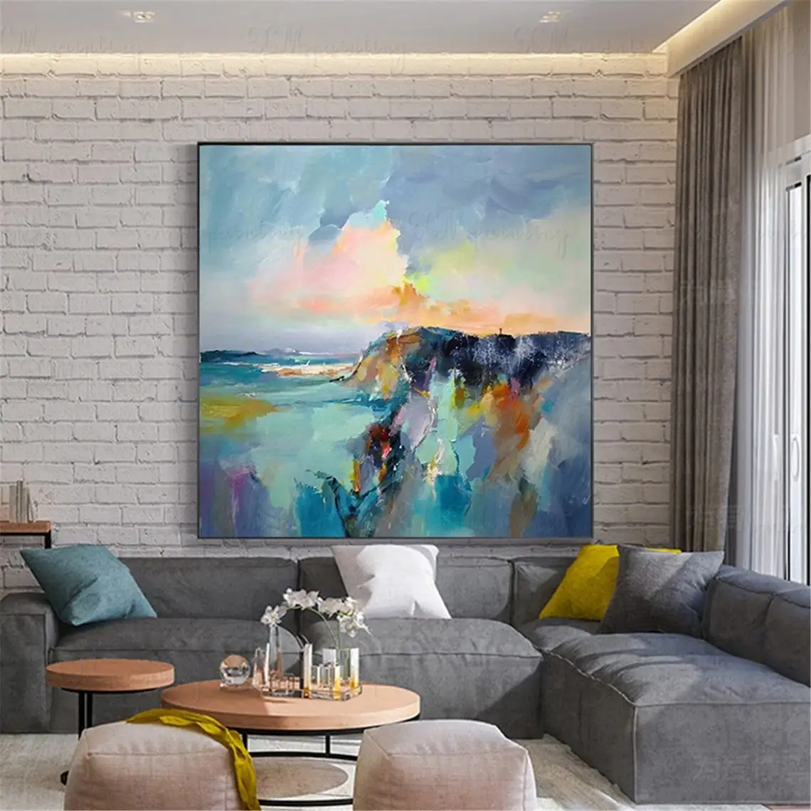 Cuadros de arte de pared, pinturas al óleo de lienzo pintadas a mano,  cuadros abstractos modernos grandes baratos, decoración del hogar sobre  lienzo, color abstracto - AliExpress