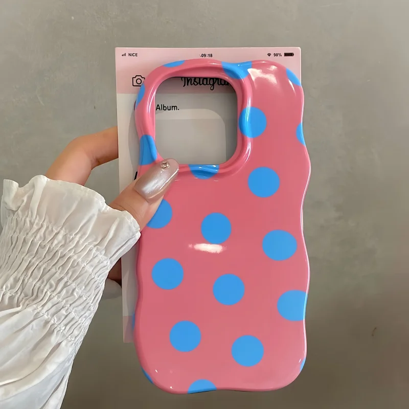 INS Cute Wave Fashion 2 in 1 Colorful Able Polka Dots Case For iPhone 16 15 14 13 Pro Max Camera Protect Shockproof Phone Cover