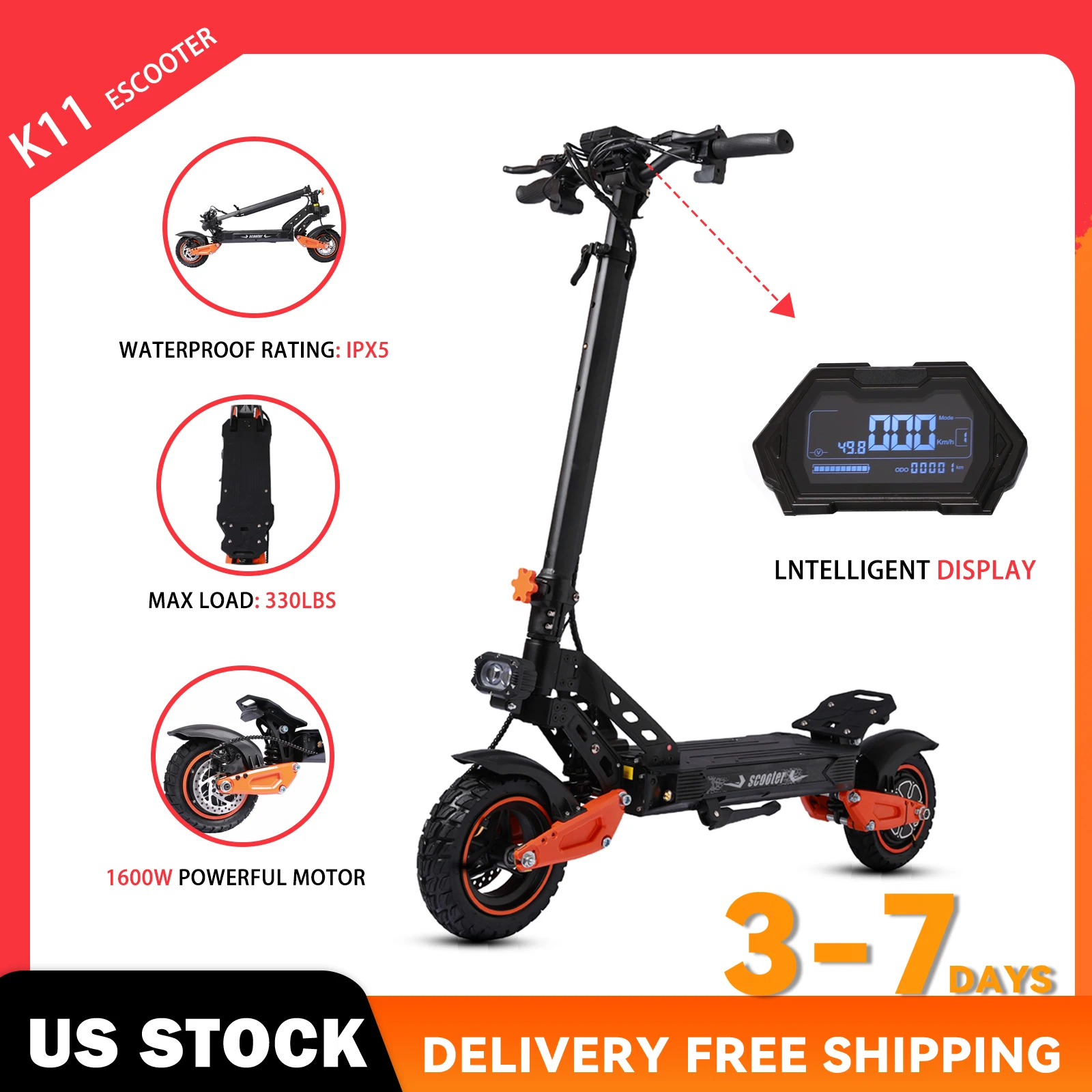 K11 1200W Off-Road Folding Electric Scooter 1