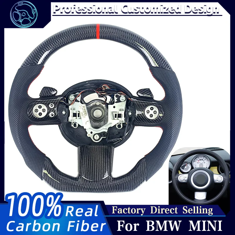 

Автомобиль для BMW MINI R56 R53 R51 R52 R54 R55 R60 R61 Алькантара углеродное волокно рулевое колесо аксессуары для интерьера