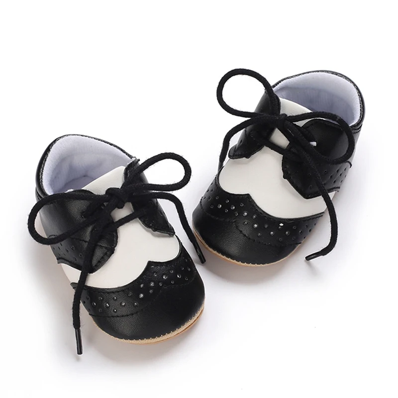 Newborn Baby Shoes Infant Boys PU Leather Shoes Casual Sneakers Soft Sole Non-Slip Toddler First Walkers