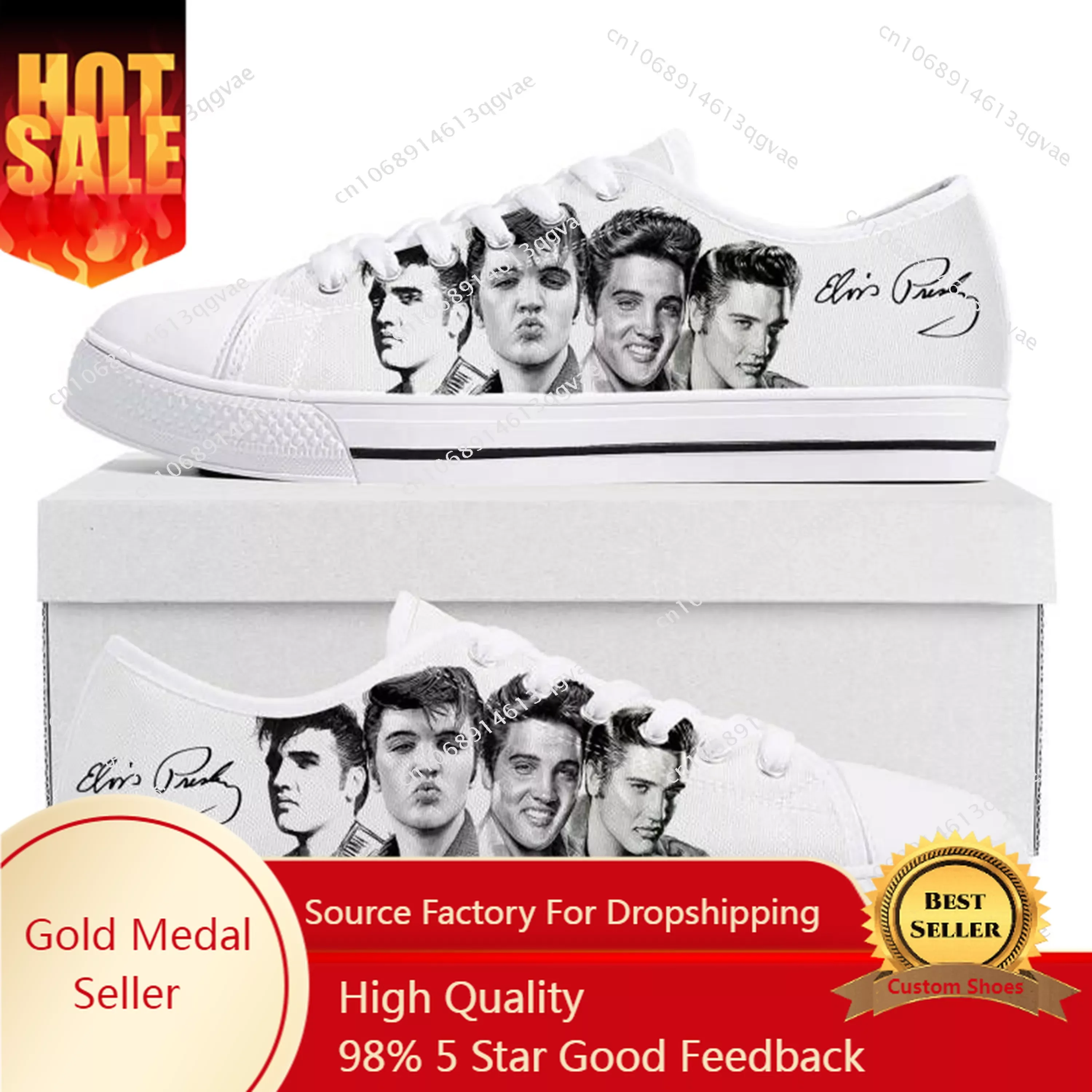 

E-Elvis The King Hillbilly Cat Low Top High Quality Sneakers Mens Womens Teenager Canvas Sneaker Couple Custom Shoe P-Presley