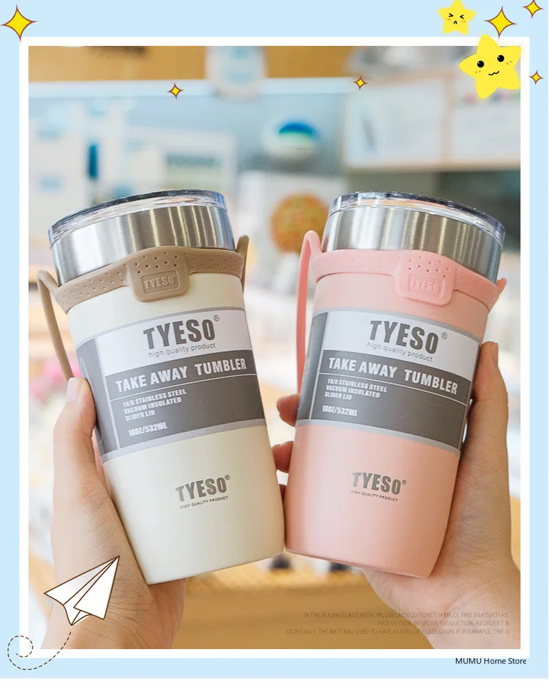 Description Picture 3 of itemTyeso 550/710ML Stainless Steel Coffee Mug With Straw Car Water Bottle Vacuum Flask Tumbler Insulated Cup Double Thermos Bottle