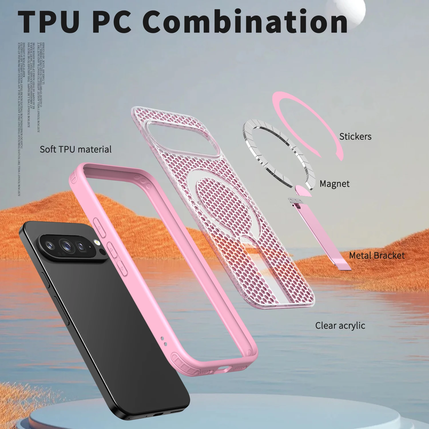 Luxury Magnetic Stand Bracket Shockproof Tough Phone Case with Heat Dissipation