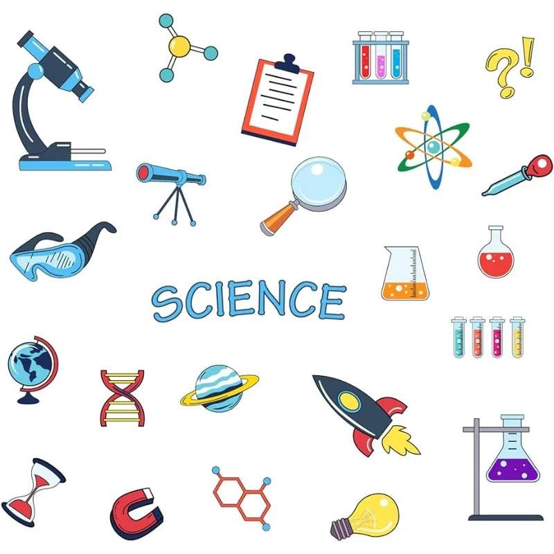 Wall stickers self adhesive stickers kitchen wall sticker 23Count Science Element Theme Wall Sticker Science Lab Supplies Pattern Wall Decal Peel PVC Decoration Stickers for Kitchen