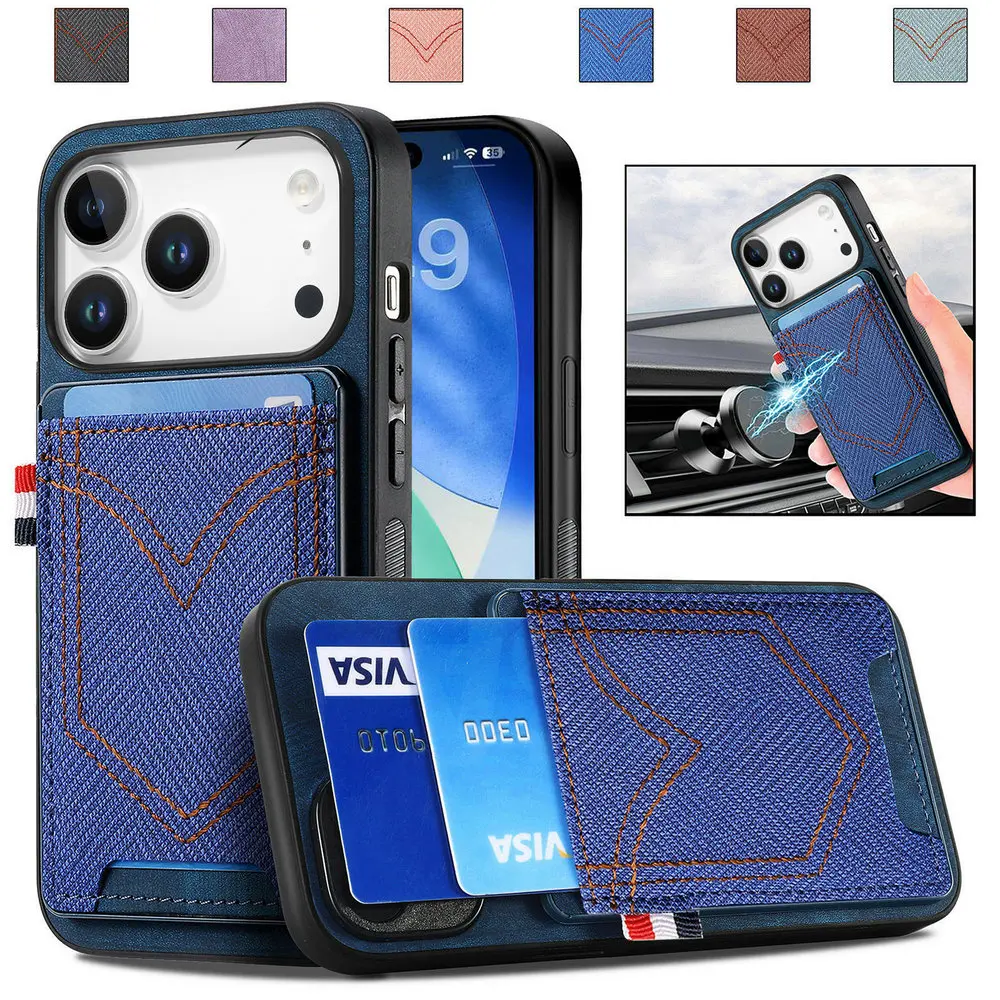 Enhanced Leather Card Holder with 360° Protection and Magnetic Back Cover