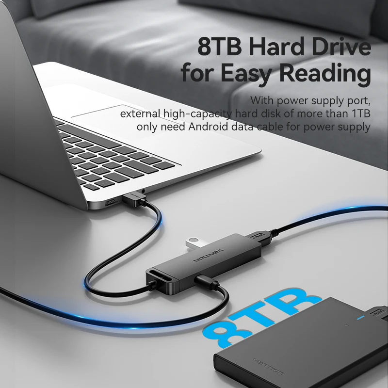 Hub Vention 3.0 a 4 porte, sottile, USB, per mouse e tastiera, compatibile con MacBook Pro, Air, PC, laptop, Xiaomi, Xbox e PS5._voghion.com