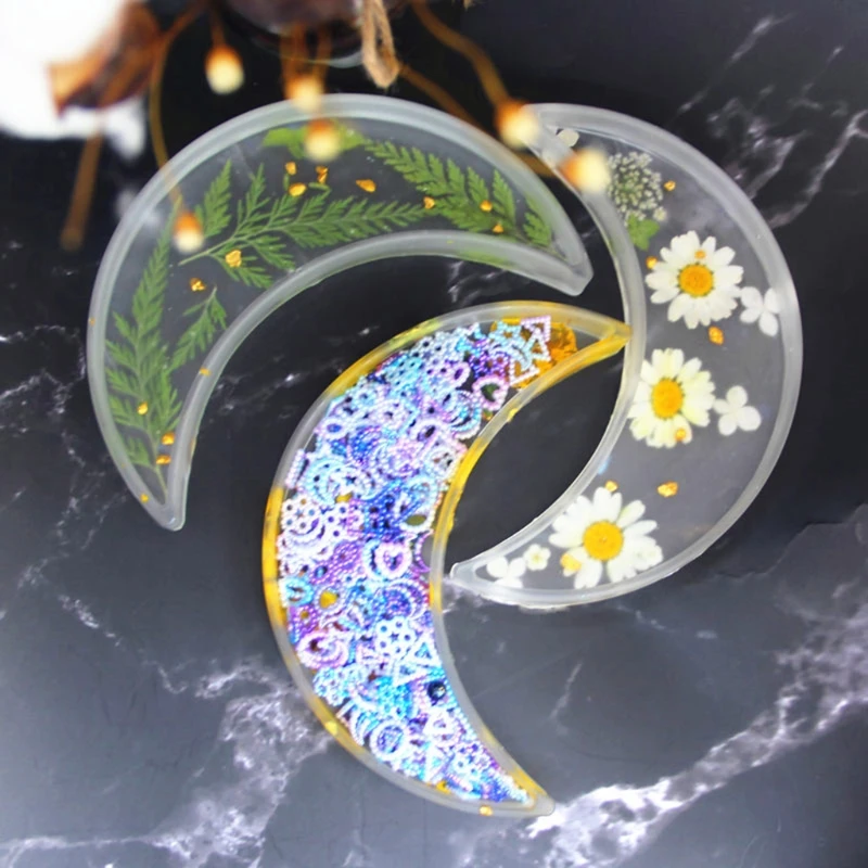

Cup Mat Crystal Mold Moon Shaped Tray Serving Borad Crystal Epoxy Mold