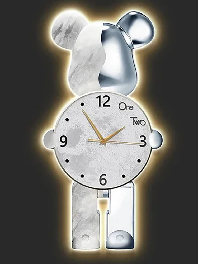 Modern Light Wall Clock Bear Large Led Clocks Wall Home Decor