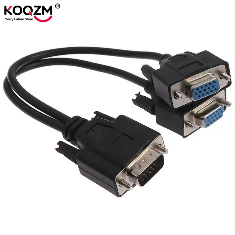 15Pin VGA Male To 2 Vga Svga Female Adapter Splitter Video Monitor Cable