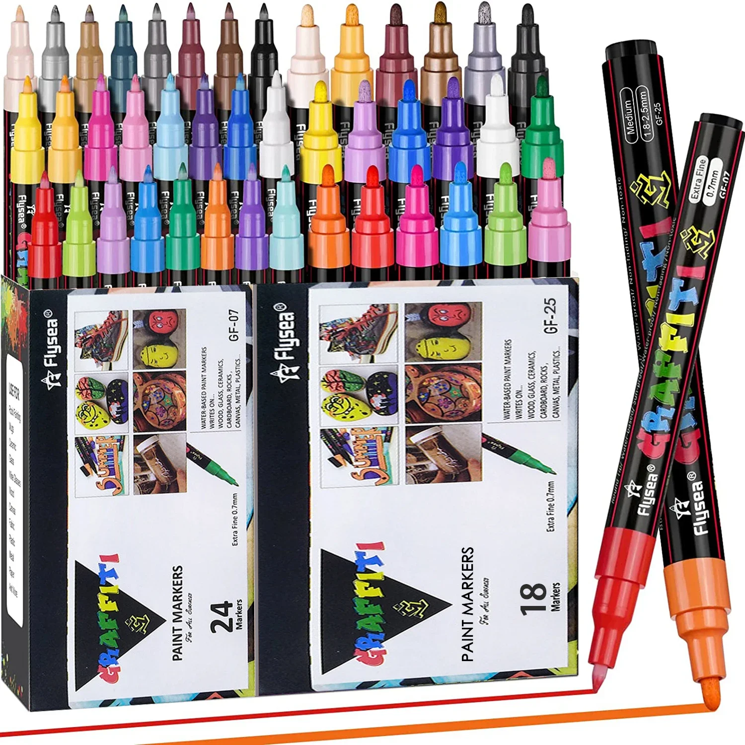 Paint Markers Paint Pens 12/24/36 Colors Acrylic Paint Pens for Stone, Wood, Paper, Canvas, Ceramic Surfaces, DIY Art Supplies 12 24 colors acrylic markers paint brush pens for rock painting stone glass metallic ceramic paper wood decorations supplies