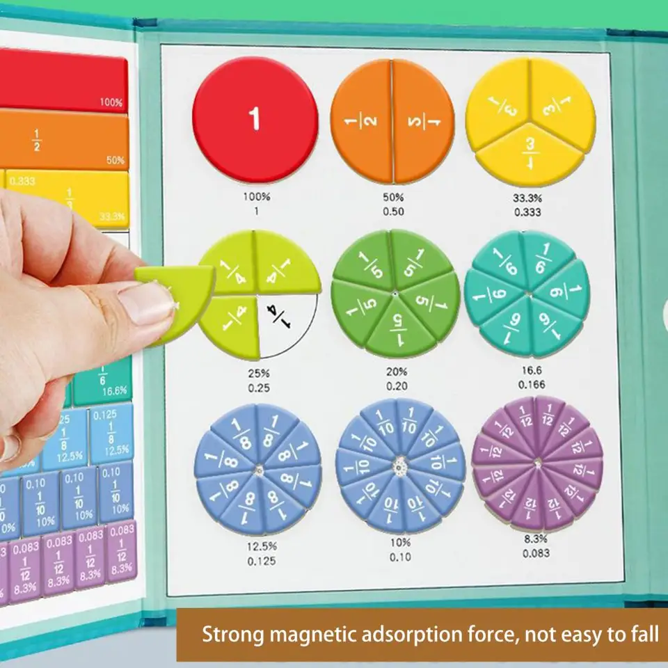 102 Pcs Magnetic Fraction Tiles Set | Montessori Math Learning Board For Kids