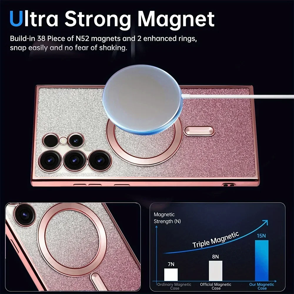 Enhanced Glitter Magnetic Case with MagSafe - Bright Soft Plating Cover