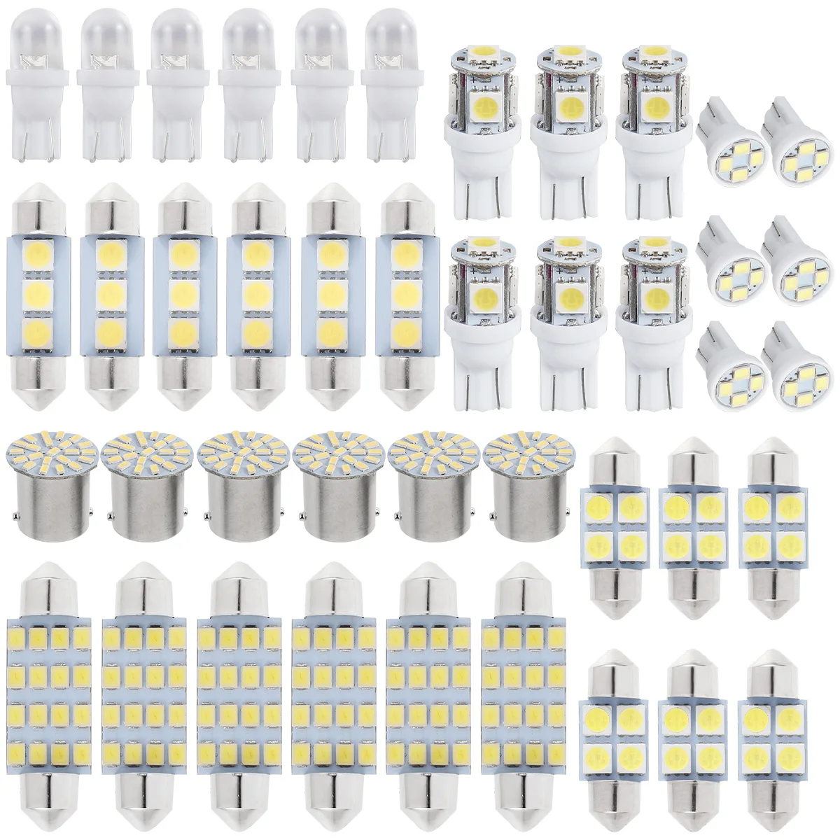 Lot De 42 Ampoules LED Blanches 6000K 12V - Pour Lumière De Plaque, Plafonnier, Coffre, Porte De Voiture