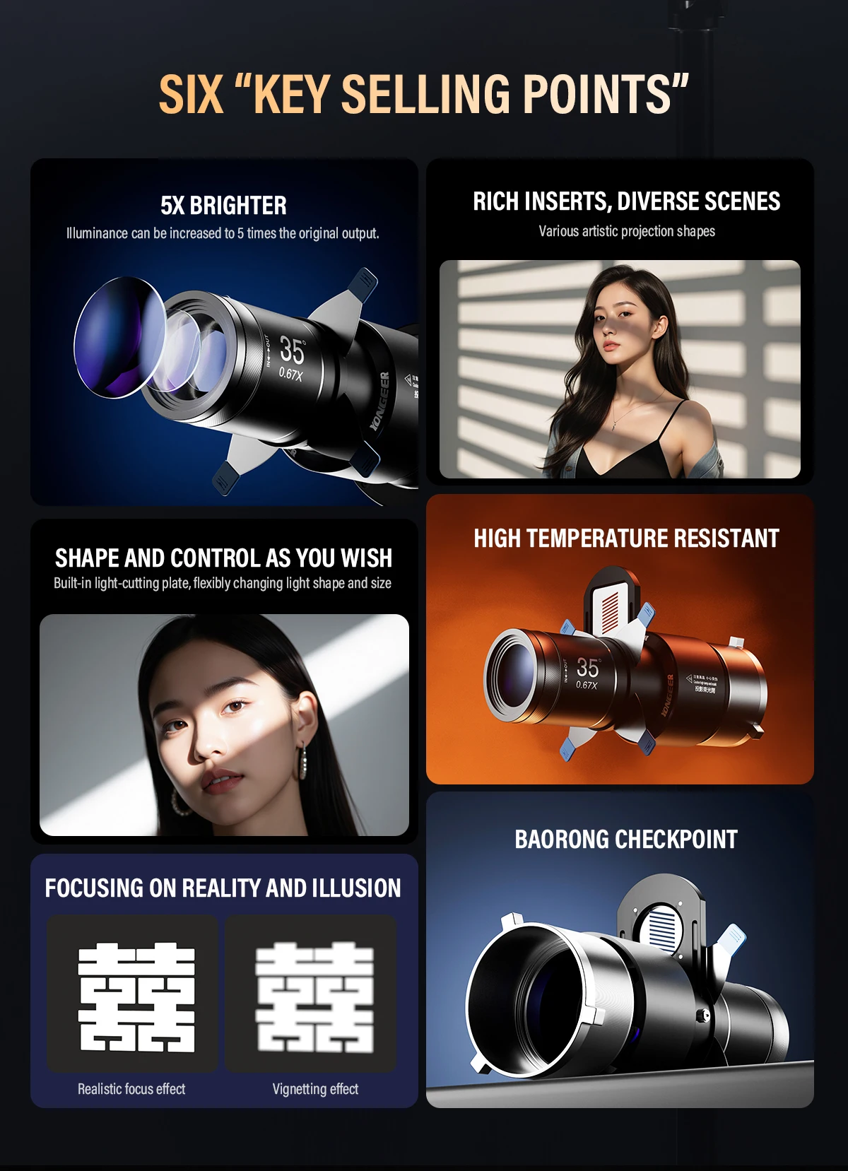 KF80 Bowens Mount Snoot 5X Brighter Optical Lens Aviation Aluminum Snoot For God