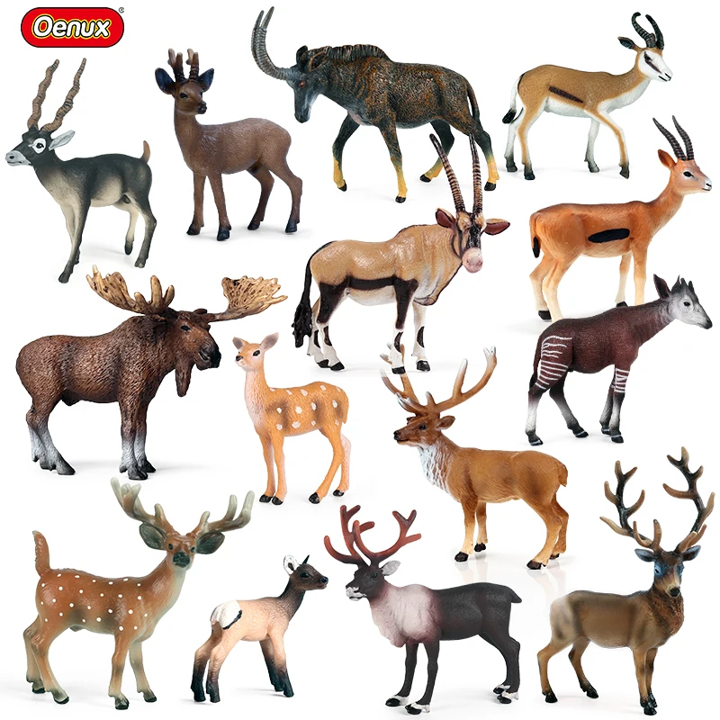 Foresta Di Oenux Cervi Selvatici Animali Alce Alce Alce Alce Antelope Action Figures Figurine Modello Decorazione Torta Giocattolo Regalo Di Natale Pe