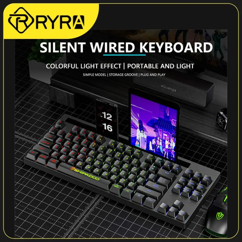 

RYRA K87V2 Mini Luminous Keyboard Wired Luminous Mechanical Feel 87KEY Key Punk Round Key Cap Color