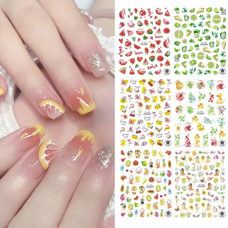 

3D Nail Sticker Nail Stickers Nails Decorations Art Fruit Nails Stickers Colorful INS Summer Fashionable Fresh Beautiful Fashion